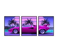 BigWig Prints Lamborghini Countach Poster - Car Wall Art, Boys Room Decor, Cyberpunk Theme - 3 Panel (12x16”)
