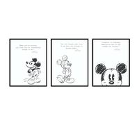 BigWig Prints Mickey Mouse Bedroom Decor - Vintage Mickey Mouse Quotes, Wall Decor, Poster - 3 Pack (8x10) Unframed
