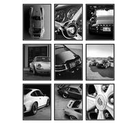 BigWig Prints Porsche Poster - Porsche 911 Poster, Porsche Wall Art, Vintage Porsche Poster, Porsche 911 GT3 RS Poster, Porsche Garage Decor, Classic Car Posters, Car Posters -Unframed Set of 9 (8x10)