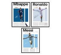 BigWig Prints Soccer Player Posters, Messi and Mbappe, Set of 3, 12x16 in