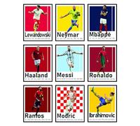 BigWig Prints Soccer Posters - Soccer Bedroom Decor For Boys, Messi Soccer Poster, Soccer Room Decor For Boys, Ronaldo And Messi Poster, Messi Posters For Boys Bedroom - Unframed Set Of 9 (8x10”)
