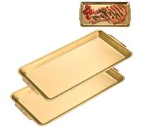 Bigwinyep 304 Stainless Steel Serving Tray, 12.7" Rectangle Silver Platter Tray, Metal Serving Tray with Handles, Decorative Organizer Trays for BBQ,Party,Buffet,Coffee, Appetizer