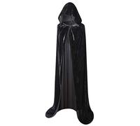 BIGXIAN Full Length Hooded Velvet Cloak Halloween Christmas Fancy Cape Costumes 59", Black, Large