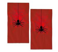 BIGXIUKA Red Spider Web Hand Towels Black Spider Halloween Bath Towel Set of 2 Soft Kitchen Dish Towels Decorative Bathroom Face Towels for Guest Gym Yoga 28 x 14 Inch
