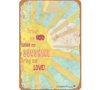 BIGYAK Bring Me Fun Bring Me Sunshine Tin Vintage Look 20X30 CM Decoration Poster Sign for Home Kitchen Bathroom Farm Garden Garage Inspirational Quotes Wall Decor