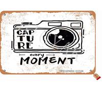 BIGYAK Capture Every Moment Retro Look Tin 8X12 Inch Decoration Poster Sign for Home Kitchen Bathroom Farm Garden Garage Inspirational Quotes Wall Decor