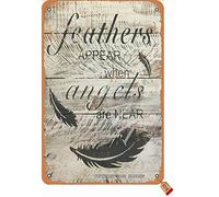 BIGYAK Feathers Appear When Angels are Near Retro Look 20X30 cm Tin Decoration Art Sign for Home Kitchen Bathroom Farm Garden Garage Inspirational Quotes Wall Decor