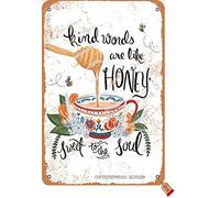 BIGYAK Kind Words are Like Honey Retro Look Tin 8X12 Inch Decoration Plaque Sign for Home Kitchen Bathroom Farm Garden Garage Inspirational Quotes Wall Decor