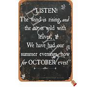 BIGYAK Listen The Wind is Rising and The Air is Wild with Leaves 8X12 Inch Tin Vintage Look Decoration Art Sign for Home Kitchen Bathroom Farm Garden Garage Inspirational Quotes Wall Decor