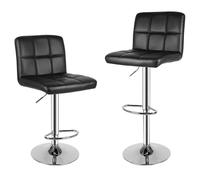 bigzzia Barstool, Bar Stools Set of 2 PU Leather Swivel Height Adjustable Bar Chairs With Backrest For Breakfast Bar, Counter, Kitchen and Home