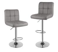 bigzzia Barstool, Bar Stools Set of 2 PU Leather Swivel Height Adjustable Bar Chairs With Backrest For Breakfast Bar, Counter, Kitchen and Home