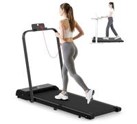 bigzzia Foldable Walking Pad Treadmill with Incline,Under Desk Treadmills with Handle, 1-8km/h, Portable Mini for Home Office, 130kg Capacity, with Remote Control, Safety Key (Black-10KM/H)
