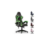 bigzzia Gaming Chair Office Chair Desk Chair Swivel Heavy Duty Chair Ergonomic Design with Cushion and Reclining Back Support (Green and Black)
