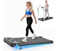 bigzzia Walking Pad Treadmill with Incline, Portable Treadmills Under Desk 8km/h, Running Machines for Home Small, with LED Display, Remote Control, 130kg Capacity, No Assembly (Black)