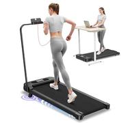 bigzzia Walking Pad with Incline, 3-IN-1 Foldable Treadmills for Home, 1-8km/h, Compact & Slim Under Desk Treadmill with Folding Handle, LED Display, Remote Control, 130kg Capacity (Black - Foldable)