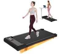 bigzzia Walking Pad with Incline, 3-IN-1 Under Desk Treadmills for Home Office, 1-8KM/H, Compact Mini for Small Spaces, 130KG Capacity, LCD Display & Remote Control, No Assembly (Black-Incline)