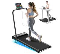 bigzzia Walking Pad with Incline, Foldable Under Desk Treadmill for Home Office, 2.5HP Portable Electric Walking Treadmill with Handlebar, Remote & Safety Key, 130kg Capacity, 1-8km/h (Black-Incline)