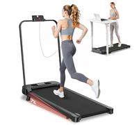 bigzzia Walking Pad with Incline, Foldable Under Desk Treadmill for Home Office, 2.5HP Portable Electric Walking Treadmill with Handlebar, Remote & Safety Key, 130kg Capacity, 1-8km/h (Matt Black)