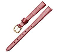 Bihahyj Universal Ultra-Thin Soft Genuine Leather Watch Strap for Ladies 6mm-18mm (Red-Gold, 7mm)
