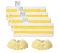 BIHARNT 6 Pack Steam Mop Pads Replacement Compatible with Kärcher SC 3, SC 2, SC 5, SC 4, SC 1 EasyFix Steam Cleaner-Includes 4 Floor Pads + 2 Handheld Nozzle Pads