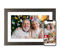 BIHIWOIA 10.1'' Frameo Digital Picture Frame, WiFi Digital Photo Frame with16GB Memory, 1280x800 IPS Touch Screen, Auto-Rotate, Slideshow, Send Photos/Videos via Free App(Espresso Brown Wood Frame