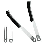 BIHIYII 2Pcs 2 IN 1 Crevice Cleaning Brush with Tweezer, Cleaning Brushes for Small Spaces, Thin Scrubbing Brush with Handle, Groove Brush Cleaning Tool for Window Gap Bathroom Toilet Kitchen