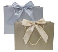 BIHIYII 2Pcs Gift Bags Medium, Birthday Gift Bag, Valentines Gift Bags for Presents, Christening Wedding Bridesmaid Gift Party Bags for Her Him, 28 x 20 x 9 cm (Brown/Silver)