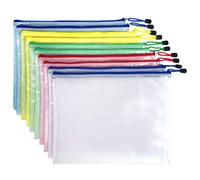 BIHIYII A4 Zip Wallets 10Pcs, Mesh Zip Bags, Plastic Wallets A4 Zip Folders, Storage Zip Lock Bags Document File Folders Puzzle Bag for Stationary Office Supplies, Cosmetics, Travel Accessories