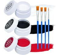 BIHIYII Face Paint Kit, Black White Red Face and Body Paint Set with 4 Brushes, Professional Cosmetic-grade Materials, Water Based, Easily Washable for Dead Vampire Halloween Makeup, Cosplay