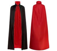 BIHIYII Halloween Vampire Cape, Black Red Reversible Stand Collar Cloak, Vampire Costume for Halloween Party Masquerade Cosplay Wizard Devil Vampire Grim Reaper, Adult Unisex, Size L