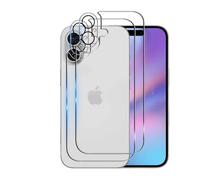 Bihizei Back Phone Screen Protector for 16 for Tempered Glass, Pack of 2 9H Hardness Rear Tempered Glass Screen Protector + 2 Camera Protection, Ultra Clear, No Bubble, Anti-Scratch