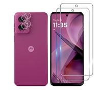 Bihizei Tempered Glass for Motorola Moto G55 5G, 2 Pieces Screen Protector and 2 Pieces Rear Camera Protective Film, 9H Hardness, Anti-Scratch, HD