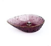 BIHOIB Drip Shape Jewelry Tray Ring Dish, Decorative Glass Trinket Dish, Modern Accent Tray for Vanity, Crystal Purple