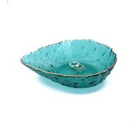BIHOIB Drip Shape Jewelry Tray Ring Dish, Decorative Glass Trinket Dish, Modern Accent Tray for Vanity, Crystal Green