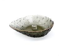 BIHOIB Drip Shape Jewelry Tray Ring Dish, Decorative Glass Trinket Dish, Modern Accent Tray for Vanity, Crystal Black