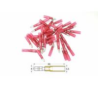 Bihr Female Heat-shrinkable Crimping Bullet Connector Ø0.5mm²/1.5mm² - 50pcs Transparent Red, red