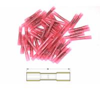 Bihr Heat-shrinkable Crimping Butt Splices Ø0,5/1,5mm² - 50pcs Transparent Red, red