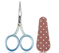 BIHRTC 3.6 Inch Small Embroidery Scissors Stainless Steel Straight Sharp Tip Shear with Leather Cover DIY Tools Dressmaker for Sewing Craft Needlepoint Thread Scissors