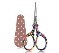 BIHRTC 3.6Inch Detail Craft Scissors Stainless Steel Sharp Sewing Shears with Leather Cover Needlework Scissors for Crafting Threading Cross Stitch Cutting Art Work DIY Tool