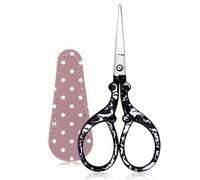 BIHRTC Cross Stitch Scissors 3.6Inch Precision Shears Ergonomic Sewing Scissors with Leather Cover Stainless Steel Sharp Tip Scissor for Scrapbook Handicrafts Cutting DIY Art Tool