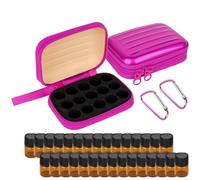 Biiange 2Pcs Mini Essential Oil Bottle Case, Travel Essential Oils Boxe, Essential Oil Storage Box, with 30 1ml Essential Oil Bottle, for Home, Outdoor, Travel Aromatherapy (15 Holes, Rose Red), Rose