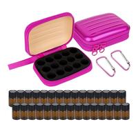 Biiange 2Pcs Mini Essential Oil Bottle Case, Travel Essential Oils Boxe, Essential Oil Storage Box, with 30 2ml Essential Oil Bottle, for Home, Outdoor, Travel Aromatherapy (15 Holes, Rose Red), Rose