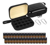 Biiange 2Pcs Mini Essential Oil Bottle Case with 30 Empty 2ml Vials, Travel Storage Organizer Box for Essential Oils, Compact Aromatherapy Holder for Home, Travel & Outdoor Use (15 Slots, Black)