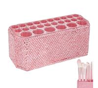 Biiange Makeup Brush Holder, Bling Sequins Makeup Brush Holder, Acrylic 26-Slot Makeup Brush and Pen Organizer, Display Stand for Eyebrow Pencils, Ballpoint Pens, Eyeliners(1Pcs), pink
