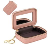 Biiange Makeup Lipstick Case, Lipstick Case with Mirror, Portable Mini Cosmetic Pouch, Suitable Daily Touch-up Cosmetic Storage Bag for Women Girls (1Pcs Pink)