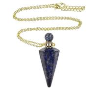 Biiange Perfume Bottle Necklace Diamond Shape, Essential Oil Diffuser Necklace, for Womens Perfumes Vial Pendant Necklaces Jewelry Unique Gift (Dark Blue)