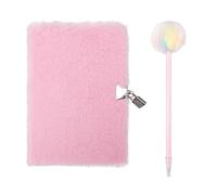 Biiange Plush Notebook, Plush Notebook with Lock, Faux Fur Secret Diary Lovely Notebook, for Girls Teens Fuzzy Journal Writing Pad A5 Lined 160 Pages(1Set)