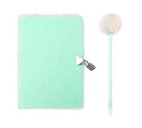 Biiange Plush Notebook, Plush Notebook with Lock, Faux Fur Secret Diary Lovely Notebook, for Girls Teens Fuzzy Journal Writing Pad A5 Lined 160 Pages(1Set) (Green)