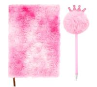 Biiange Plush Notebook Set, Fluffy Rose Flower Plush Journal, Fuzzy A5 Lined Writing Notebook, 80 Pages (1Set Rose Pink)