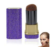 Biiange Retractable Blush Brush, Bling Diamond Makeup Brushes, Retractable Foundation Blusher Face Powder Cosmetic Tool, with Cover - Adjustable (Dark Blue)